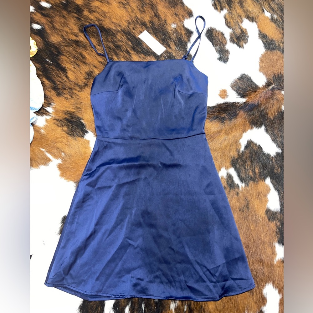 Francesca’s Navy blue satin dress